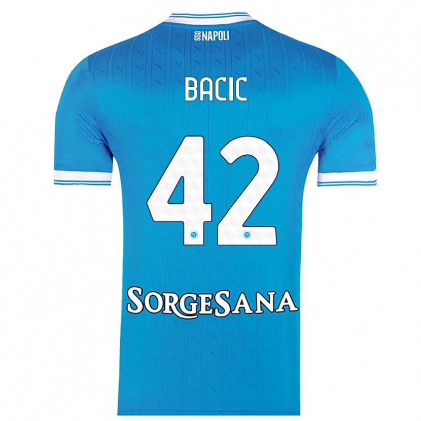 Danxen Criança Camisola Doris Bačić #42 Azul Celeste Branco Principal 2025/26 Camisa Brasil