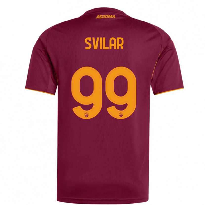 Danxen Criança Camisola Mile Svilar #99 Borgonha Laranja Principal 2025/26 Camisa Brasil
