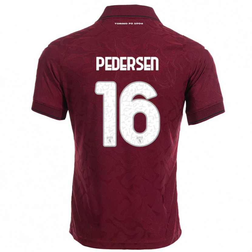 Danxen Criança Camisola Marcus Pedersen #16 Borgonha Branco Principal 2025/26 Camisa Brasil