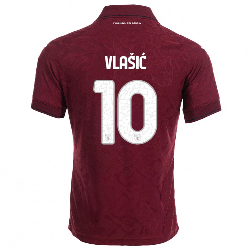 Danxen Criança Camisola Nikola Vlašić #10 Borgonha Branco Principal 2025/26 Camisa Brasil