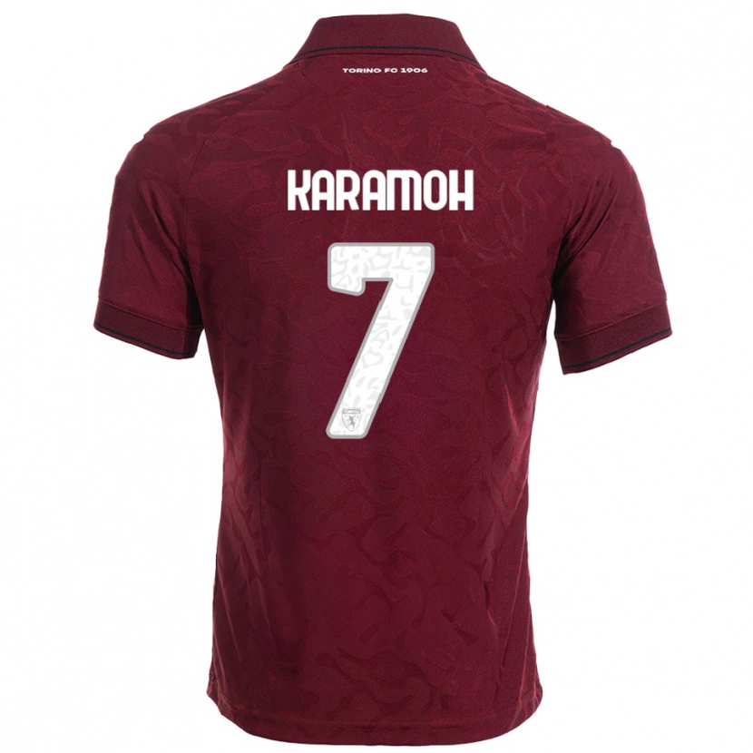 Danxen Criança Camisola Yann Karamoh #7 Borgonha Branco Principal 2025/26 Camisa Brasil