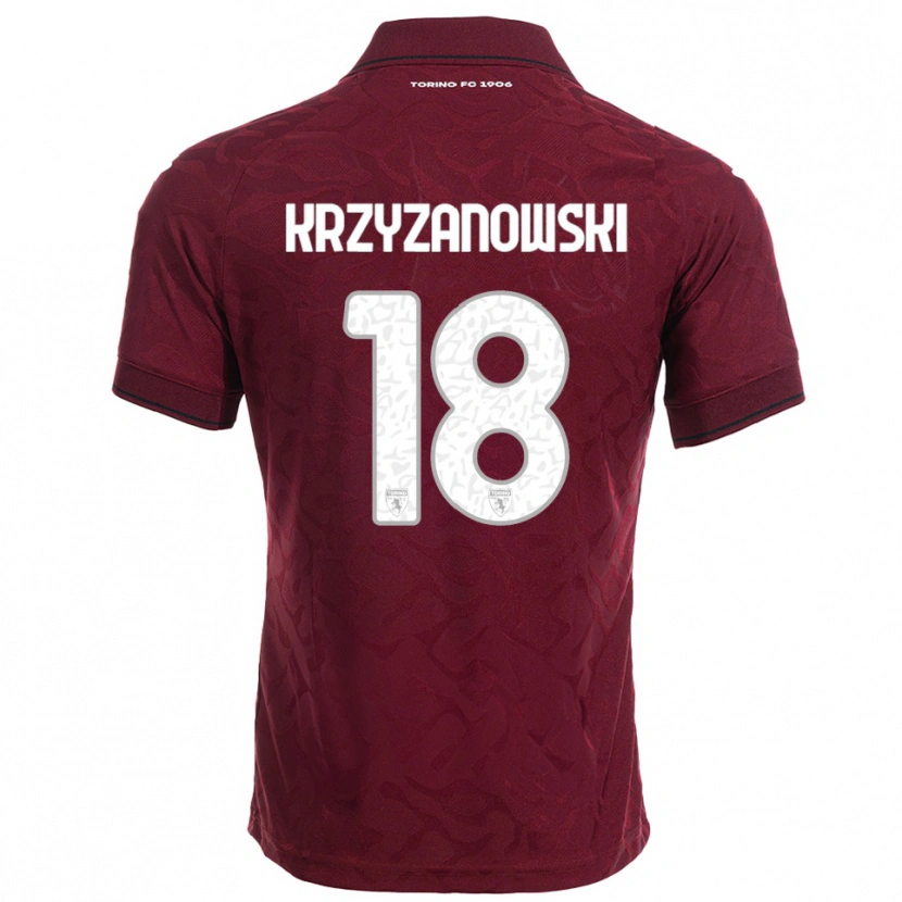 Danxen Criança Camisola Jakub Krzyzanowski #18 Borgonha Branco Principal 2025/26 Camisa Brasil