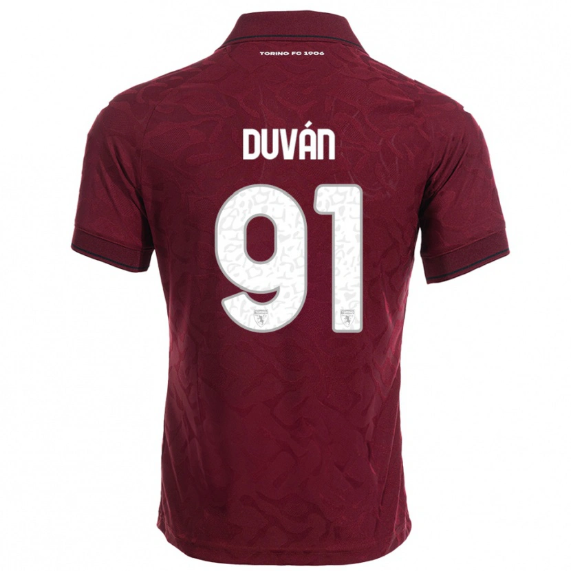 Danxen Criança Camisola Duván Zapata #91 Borgonha Branco Principal 2025/26 Camisa Brasil