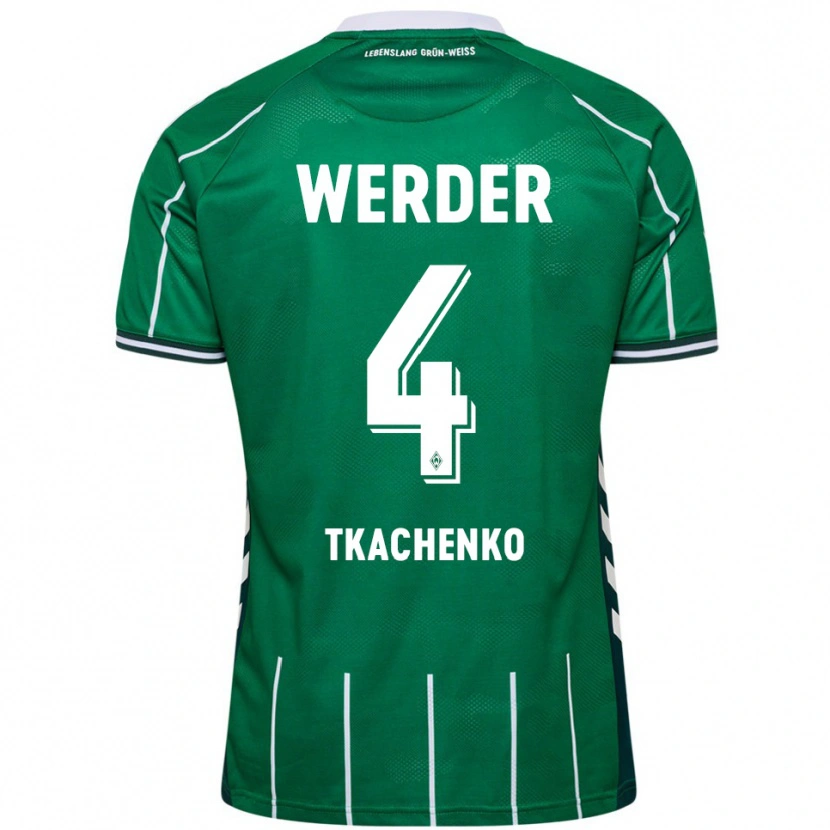 Danxen Criança Camisola Oleksandr Tkachenko #4 Verde Branco Principal 2025/26 Camisa Brasil