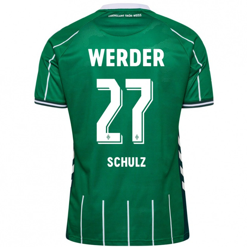 Danxen Criança Camisola Ole Schulz #27 Verde Branco Principal 2025/26 Camisa Brasil