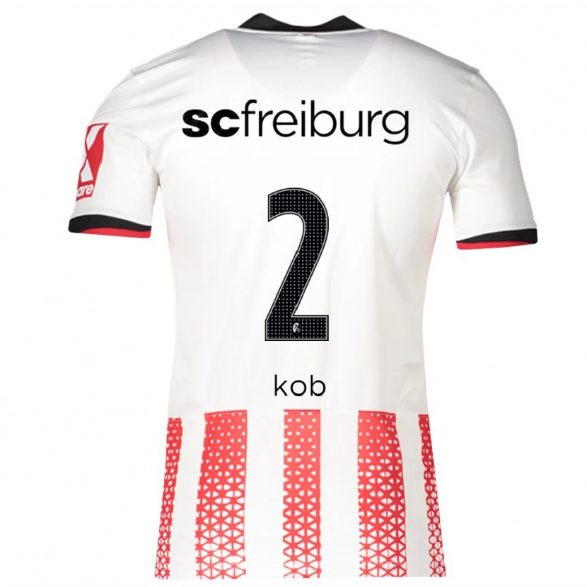 Danxen Criança Camisola Leon Koß #2 Branco Vermelho Principal 2025/26 Camisa Brasil