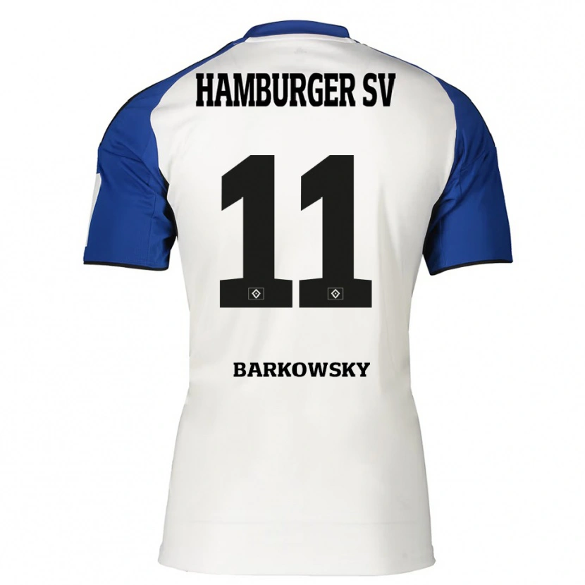 Danxen Criança Camisola Finn Barkowsky #11 Branco Azul Principal 2025/26 Camisa Brasil