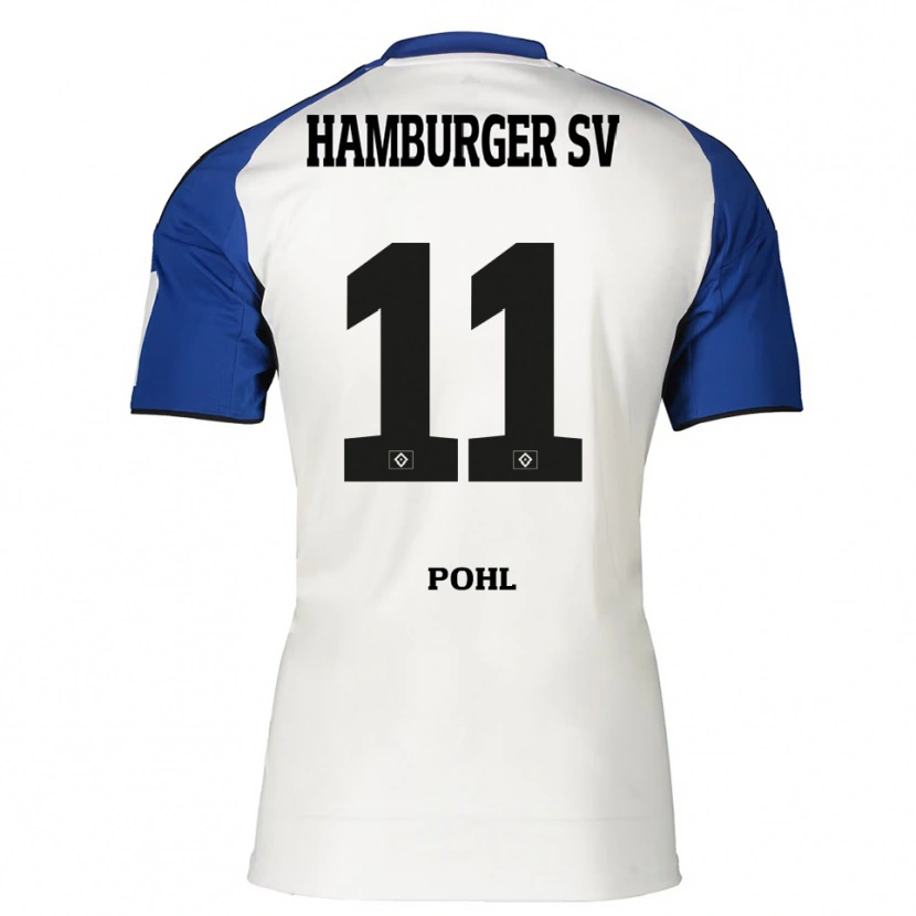 Danxen Criança Camisola Jannik Pohl #11 Branco Azul Principal 2025/26 Camisa Brasil
