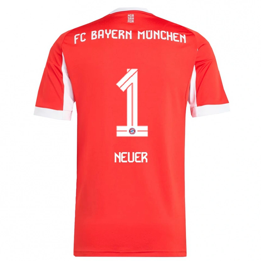 Danxen Criança Camisola Manuel Neuer #1 Vermelho Branco Principal 2025/26 Camisa Brasil