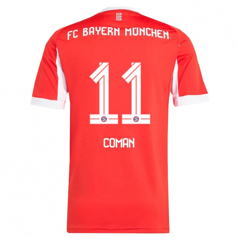 Danxen Criança Camisola Kingsley Coman #11 Vermelho Branco Principal 2025/26 Camisa Brasil