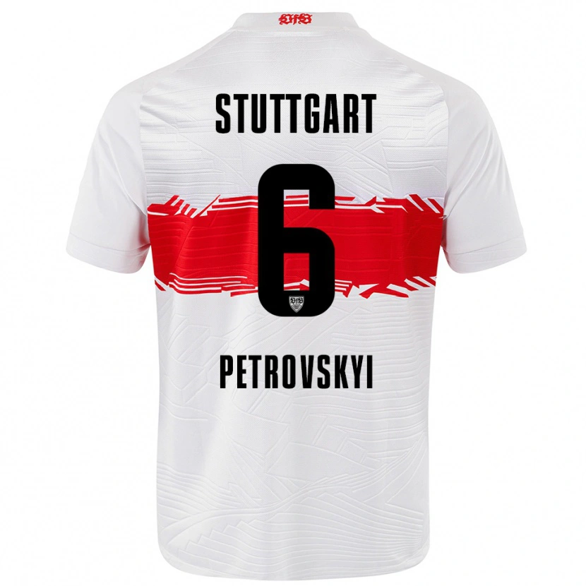Danxen Criança Camisola Mykola Petrovskyi #6 Branco Vermelho Principal 2025/26 Camisa Brasil