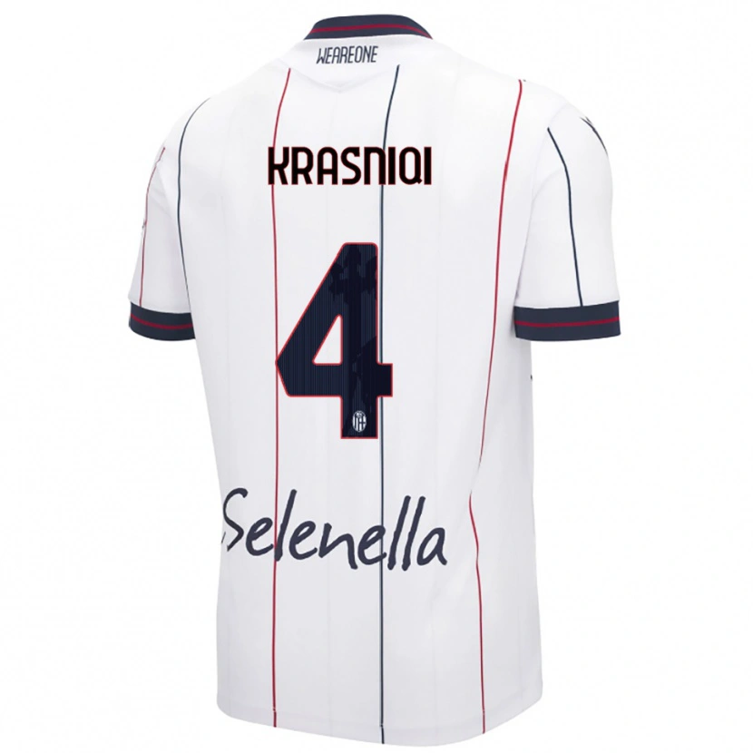 Danxen Criança Camisola Besalet Krasniqi #4 Branco Azul Royal Alternativa 2025/26 Camisa Brasil