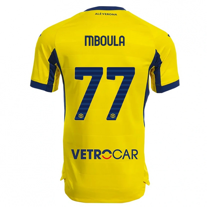 Danxen Criança Camisola Jordi Mboula #77 Amarelo Marinho Alternativa 2025/26 Camisa Brasil