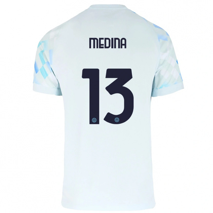 Danxen Criança Camisola Alessio Medina #13 Branco Azul Alternativa 2025/26 Camisa Brasil