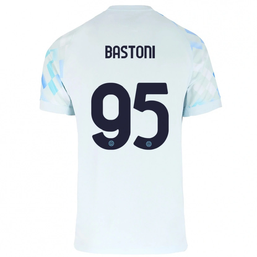 Danxen Criança Camisola Alessandro Bastoni #95 Branco Azul Alternativa 2025/26 Camisa Brasil
