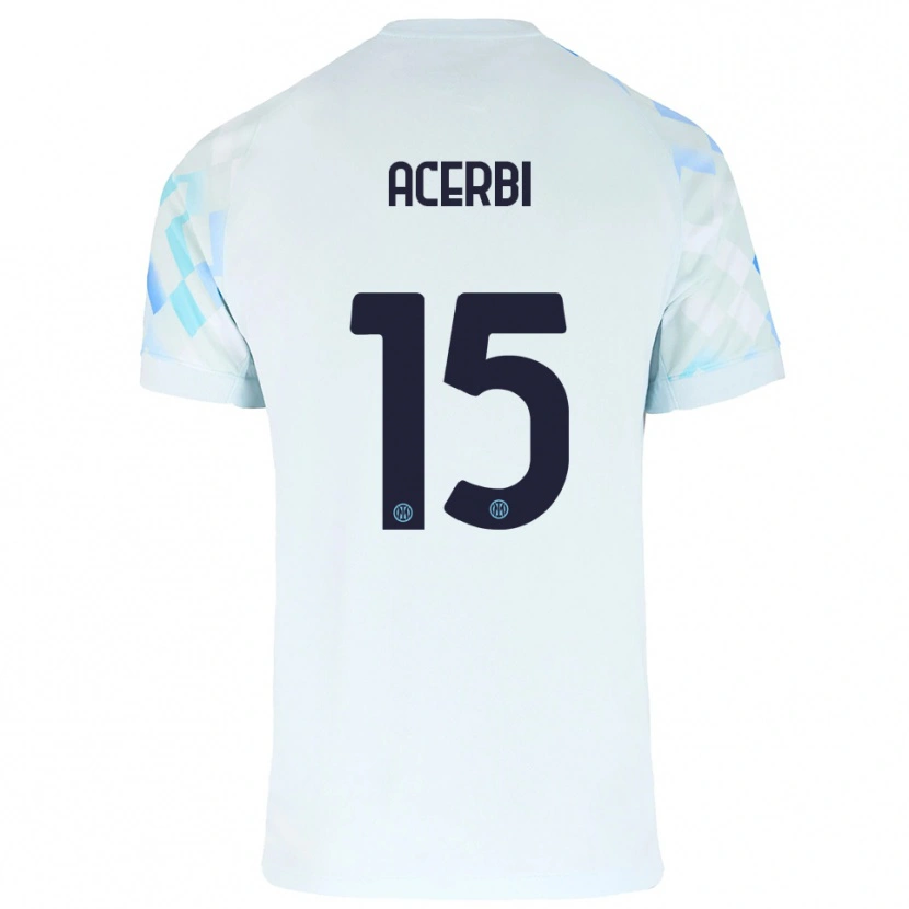 Danxen Criança Camisola Francesco Acerbi #15 Branco Azul Alternativa 2025/26 Camisa Brasil
