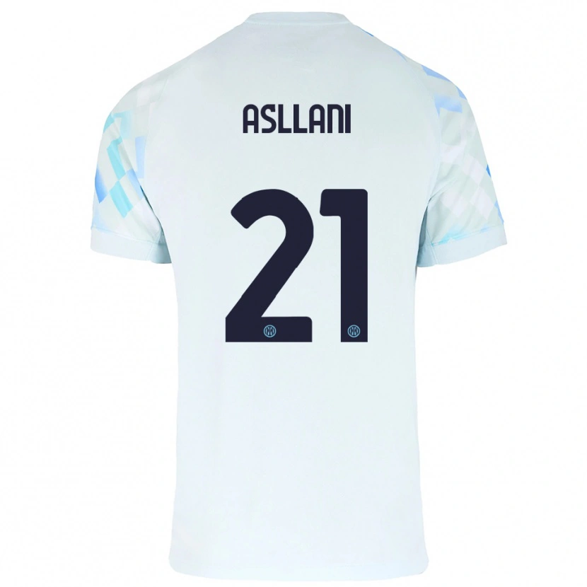 Danxen Criança Camisola Kristjan Asllani #21 Branco Azul Alternativa 2025/26 Camisa Brasil