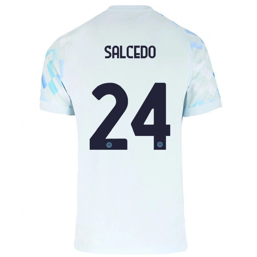 Danxen Criança Camisola Eddie Salcedo #24 Branco Azul Alternativa 2025/26 Camisa Brasil