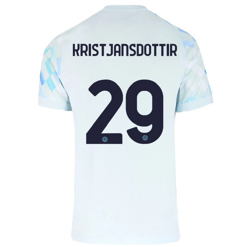 Danxen Criança Camisola Anna Bjork Kristjansdottir #29 Branco Azul Alternativa 2025/26 Camisa Brasil