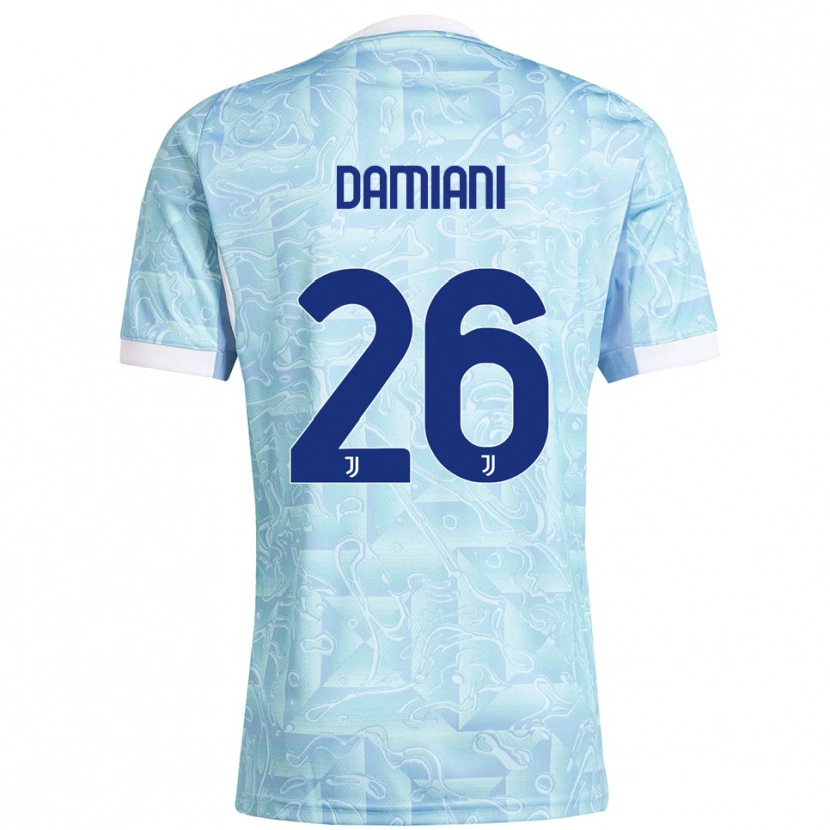 Danxen Criança Camisola Samuele Damiani #26 Azul Celeste Amarelo Alternativa 2025/26 Camisa Brasil