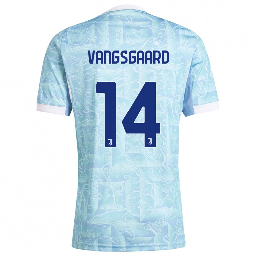 Danxen Criança Camisola Amalie Jørgensen Vangsgaard #14 Azul Celeste Amarelo Alternativa 2025/26 Camisa Brasil