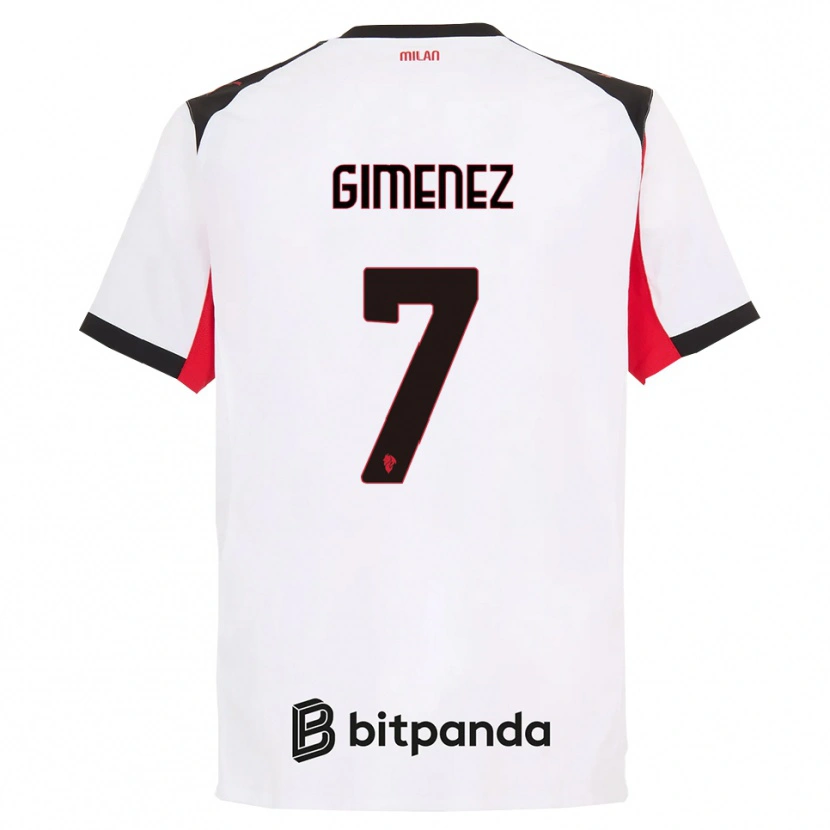 Danxen Criança Camisola Santiago Gimenez #7 Branco Preto Alternativa 2025/26 Camisa Brasil