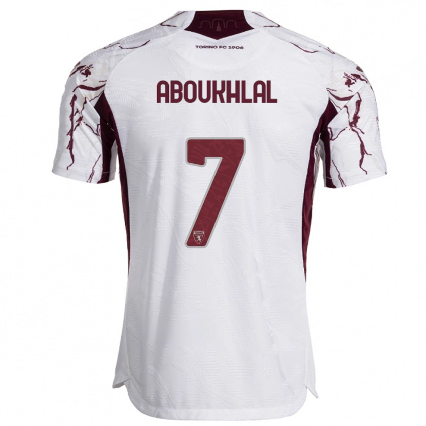 Danxen Criança Camisola Zakaria Aboukhlal #7 Branco Borgonha Alternativa 2025/26 Camisa Brasil