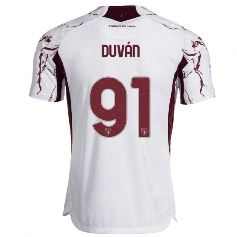 Danxen Criança Camisola Duván Zapata #91 Branco Borgonha Alternativa 2025/26 Camisa Brasil