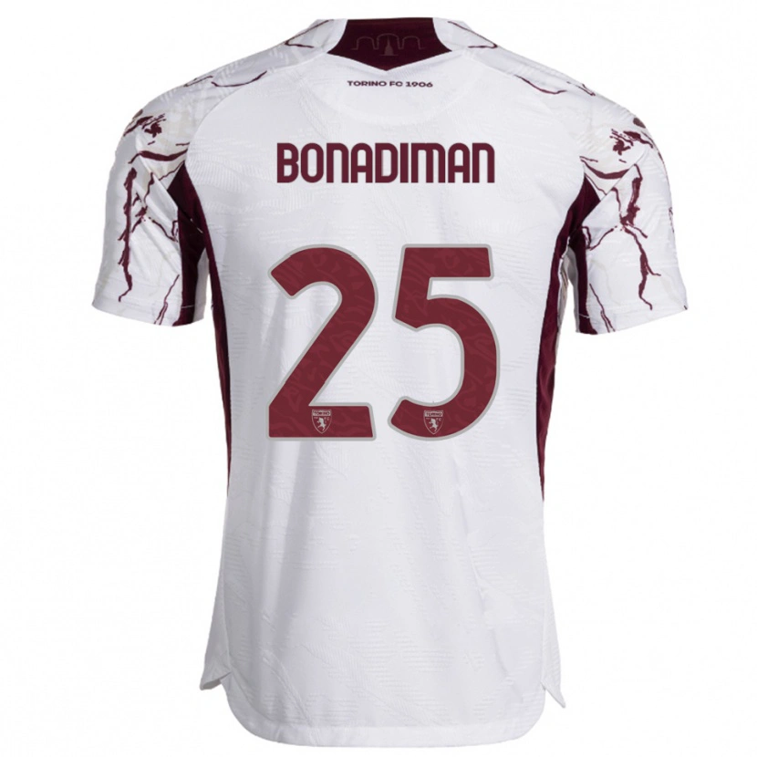 Danxen Criança Camisola Matteo Bonadiman #25 Branco Borgonha Alternativa 2025/26 Camisa Brasil