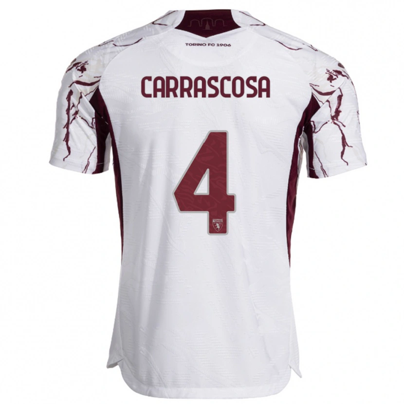 Danxen Criança Camisola Manuel Carrascosa #4 Branco Borgonha Alternativa 2025/26 Camisa Brasil