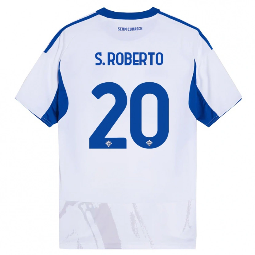 Danxen Criança Camisola Sergi Roberto #20 Branco Azul Alternativa 2025/26 Camisa Brasil