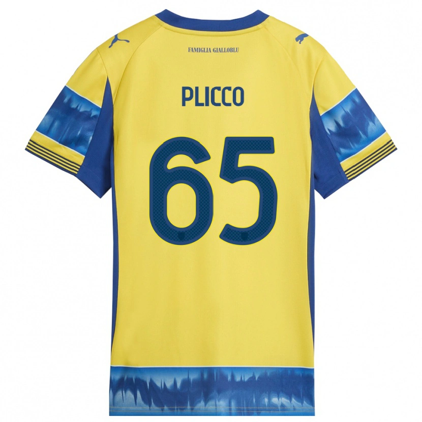 Danxen Criança Camisola Elia Plicco #65 Amarelo Azul Alternativa 2025/26 Camisa Brasil