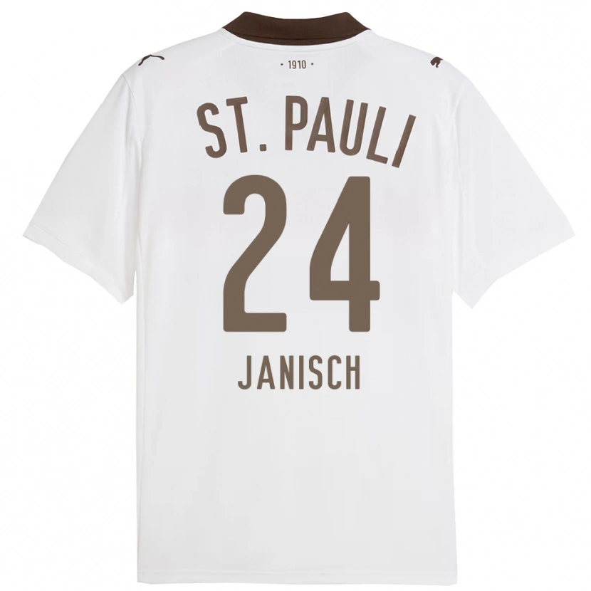 Danxen Criança Camisola August Janisch #24 Branco Vermelho Alternativa 2025/26 Camisa Brasil