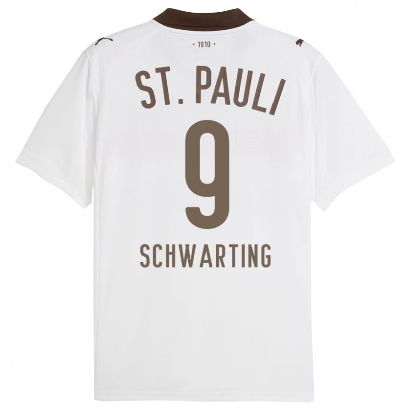 Danxen Criança Camisola Dominik Schwarting #9 Branco Vermelho Alternativa 2025/26 Camisa Brasil