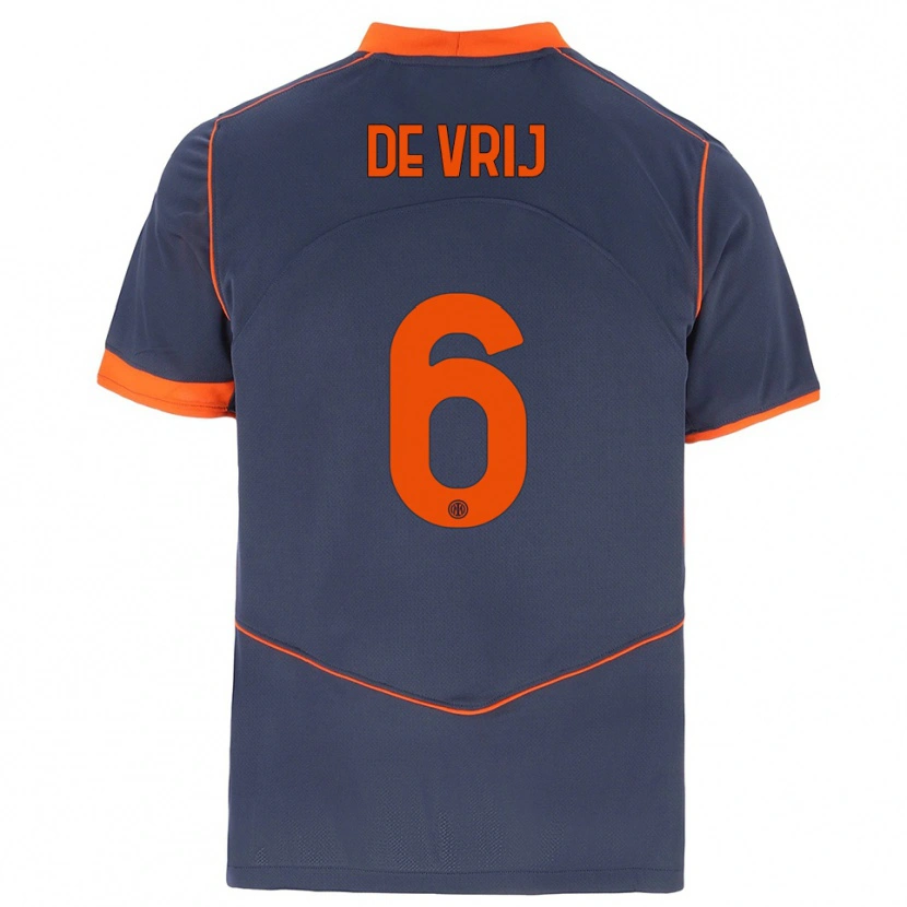 Danxen Criança Camisola Stefan De Vrij #6 Cinza Laranja Terceiro 2025/26 Camisa Brasil