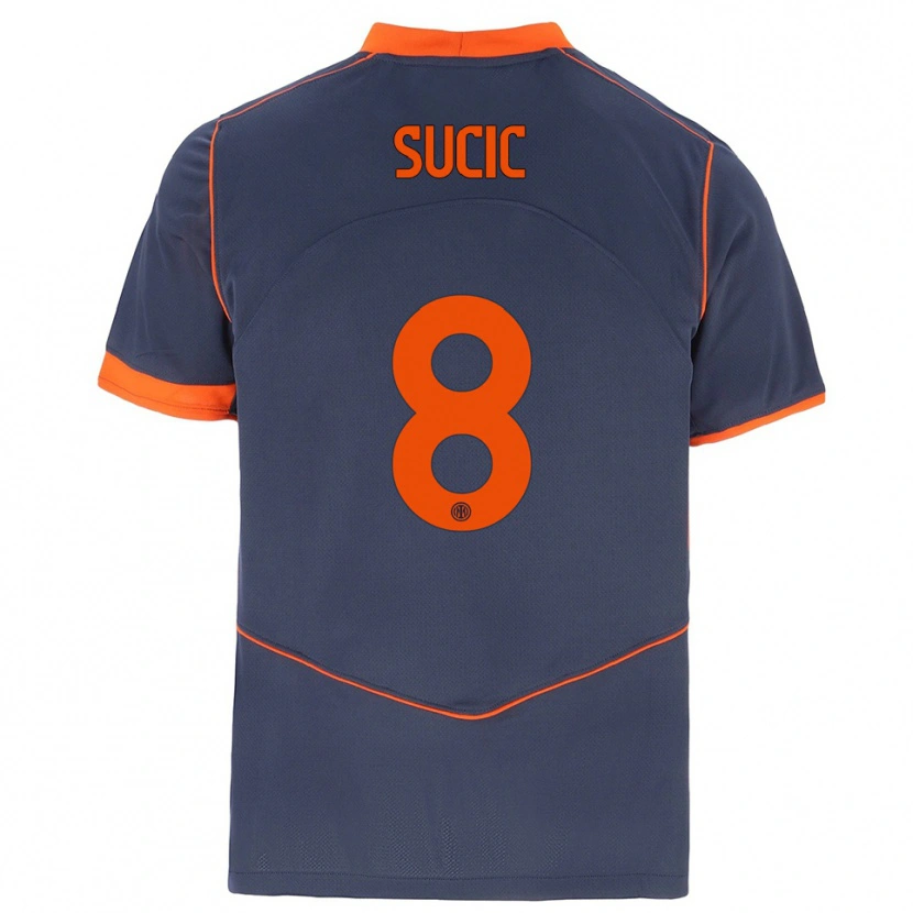 Danxen Criança Camisola Petar Sučić #8 Cinza Laranja Terceiro 2025/26 Camisa Brasil