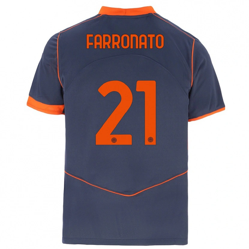 Danxen Criança Camisola Matteo Farronato #21 Cinza Laranja Terceiro 2025/26 Camisa Brasil