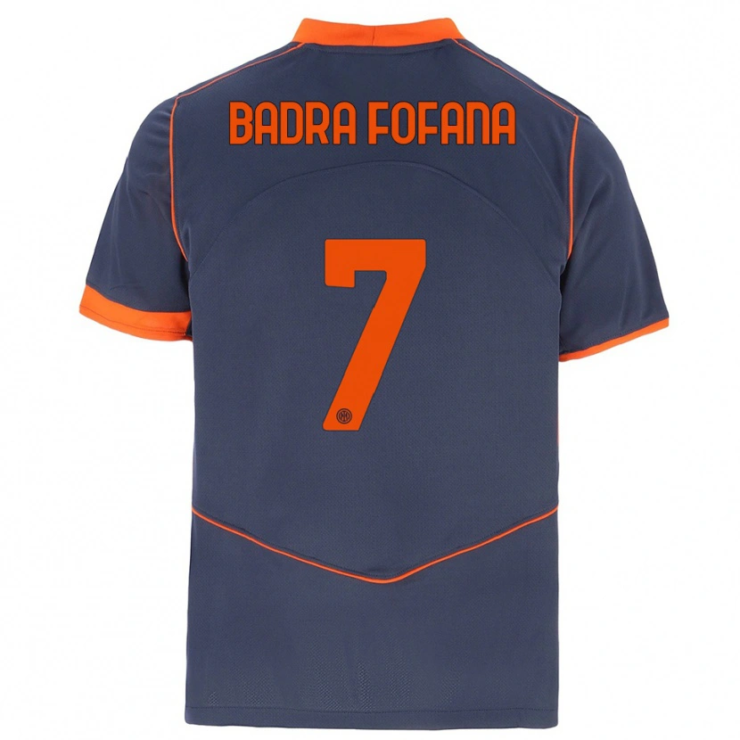 Danxen Criança Camisola Aliou Badra Fofana #7 Cinza Laranja Terceiro 2025/26 Camisa Brasil