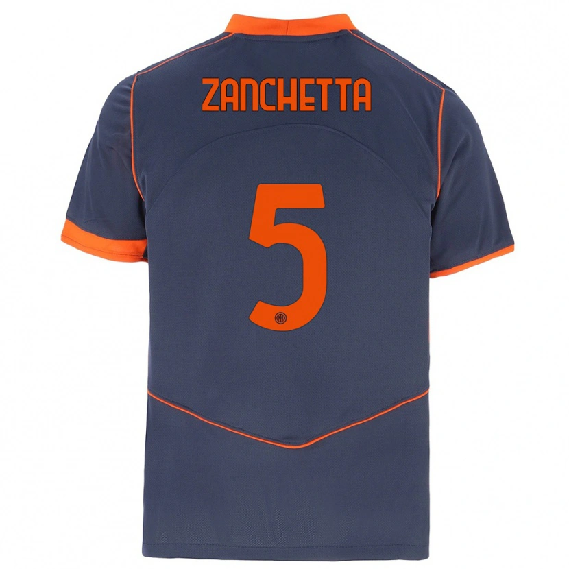 Danxen Criança Camisola Mattia Zanchetta #5 Cinza Laranja Terceiro 2025/26 Camisa Brasil