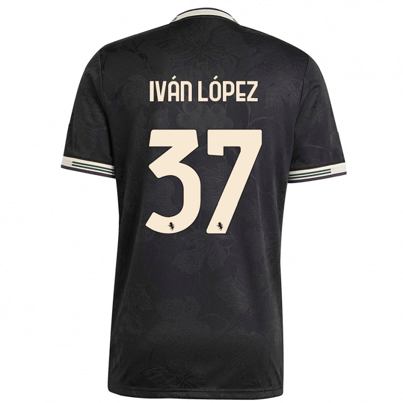 Danxen Criança Camisola Iván López #37 Preto Branco Verde Terceiro 2025/26 Camisa Brasil