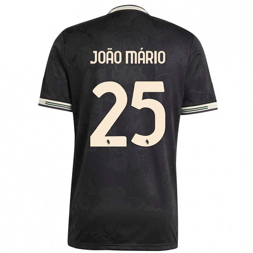 Danxen Criança Camisola João Mário #25 Preto Branco Verde Terceiro 2025/26 Camisa Brasil