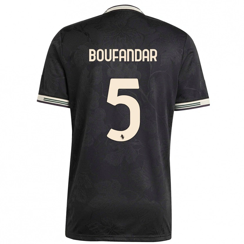 Danxen Criança Camisola Adam Boufandar #5 Preto Branco Verde Terceiro 2025/26 Camisa Brasil