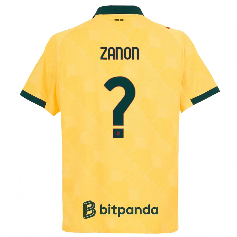 Danxen Criança Camisola Thomas Zanon #0 Amarelo Preto Terceiro 2025/26 Camisa Brasil