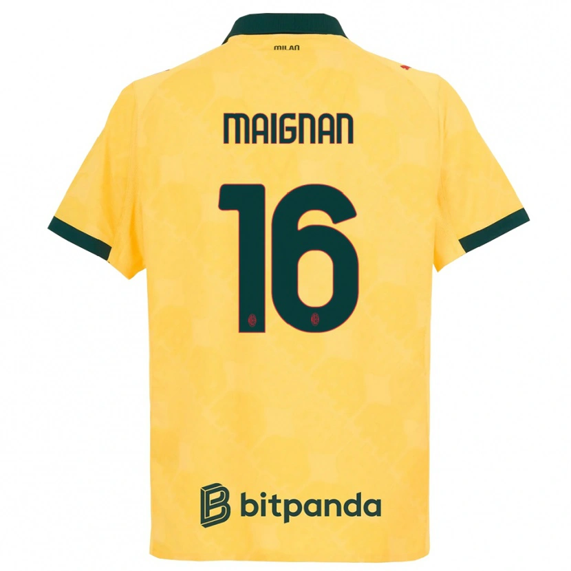 Danxen Criança Camisola Mike Maignan #16 Amarelo Preto Terceiro 2025/26 Camisa Brasil