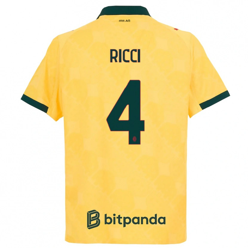 Danxen Criança Camisola Samuele Ricci #4 Amarelo Preto Terceiro 2025/26 Camisa Brasil