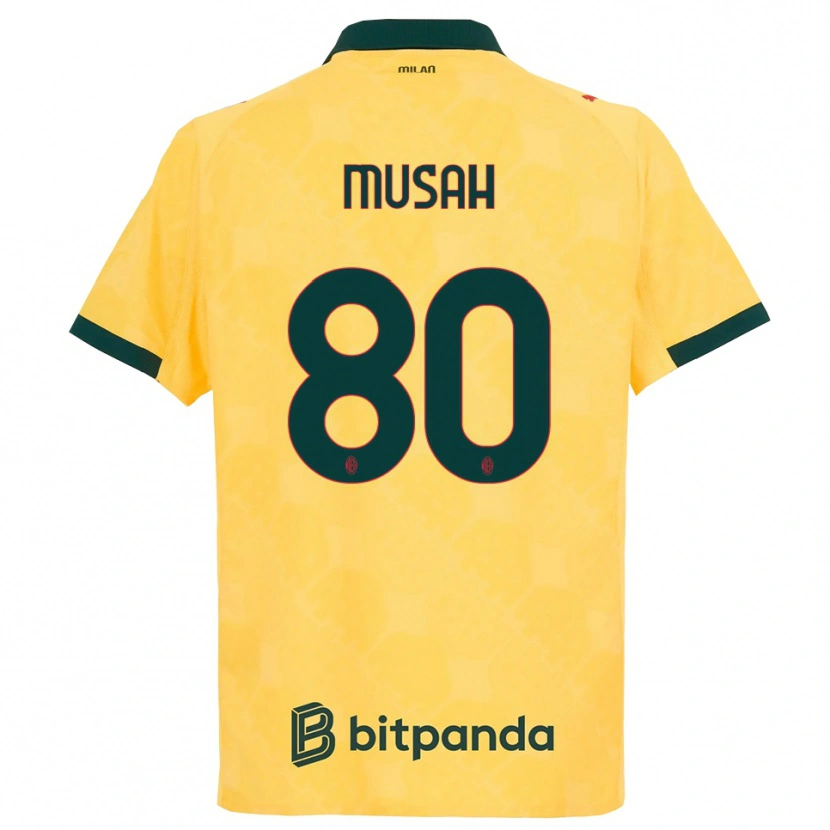Danxen Criança Camisola Yunus Musah #80 Amarelo Preto Terceiro 2025/26 Camisa Brasil