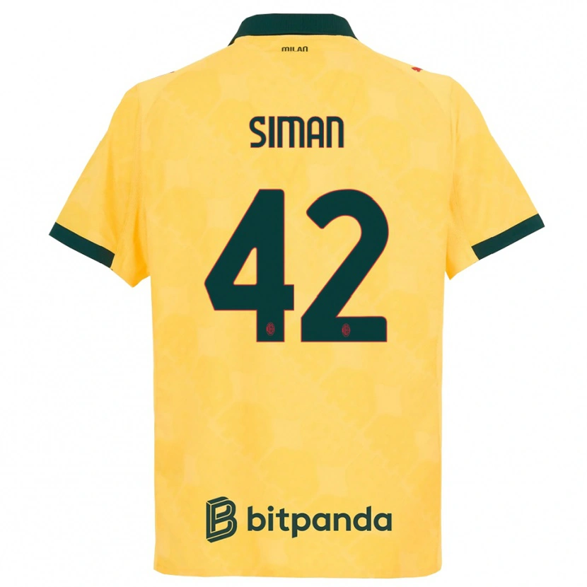 Danxen Criança Camisola Alexandru Șiman #42 Amarelo Preto Terceiro 2025/26 Camisa Brasil