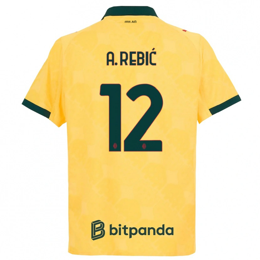 Danxen Criança Camisola Ante Rebic #12 Amarelo Preto Terceiro 2025/26 Camisa Brasil
