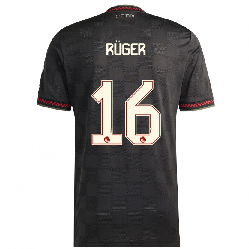 Danxen Criança Camisola Kurt Rüger #16 Preto Branco Terceiro 2025/26 Camisa Brasil