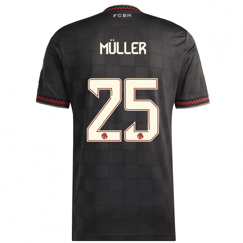 Danxen Criança Camisola Thomas Müller #25 Preto Branco Terceiro 2025/26 Camisa Brasil